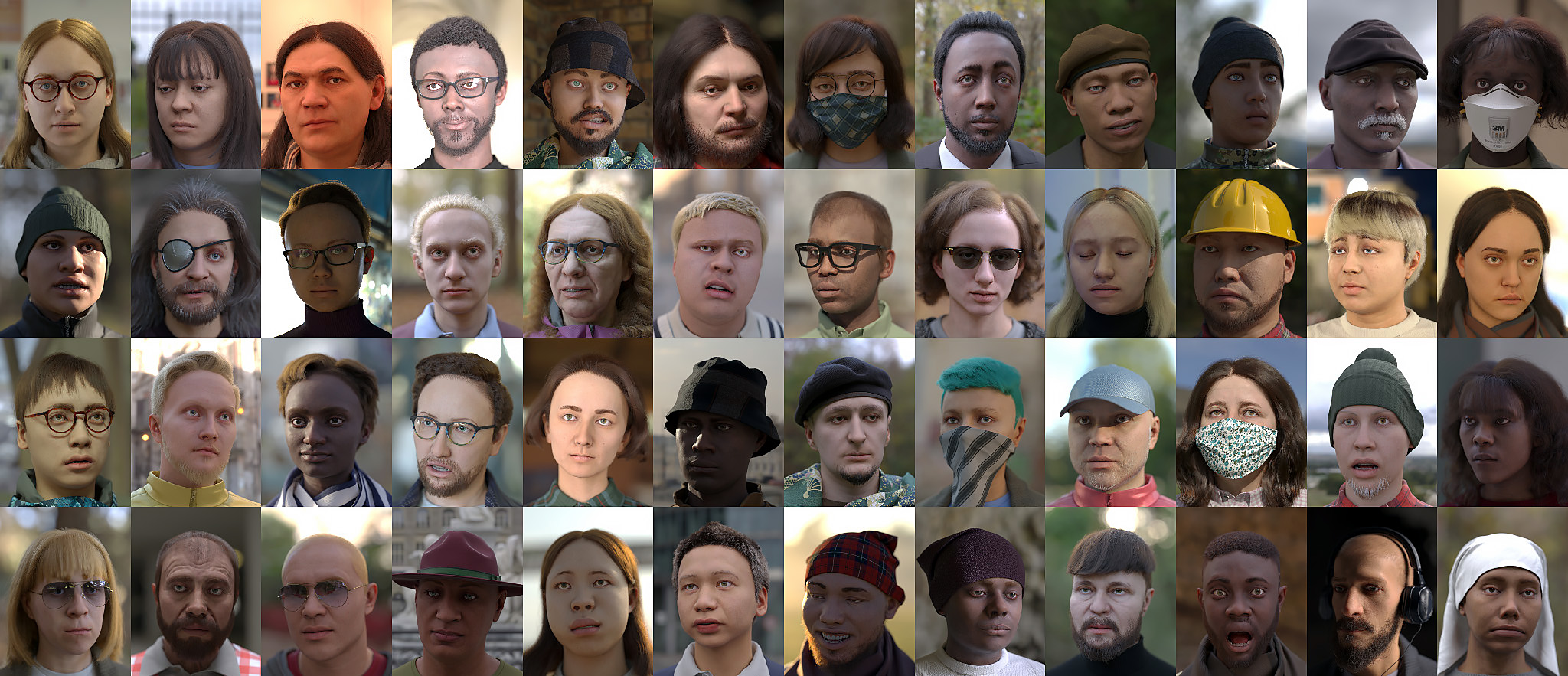 Example Faces which are all rendered